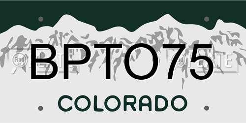 BPTO75 Colorado License Plate