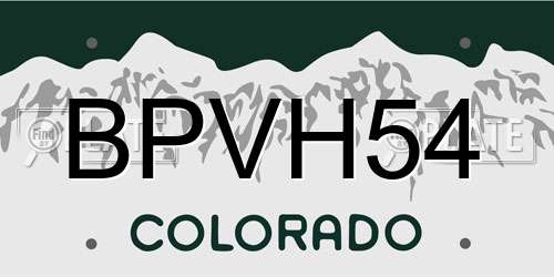 BPVH54 Colorado License Plate