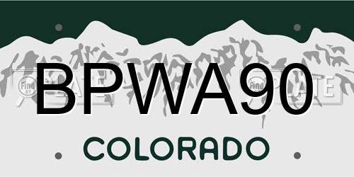 BPWA90 Colorado License Plate