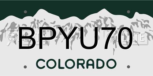 BPYU70 Colorado License Plate