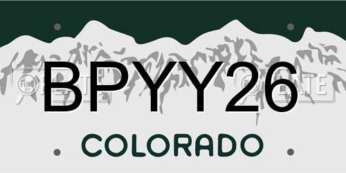 BPYY26 Colorado License Plate