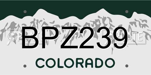 BPZ239 Colorado License Plate