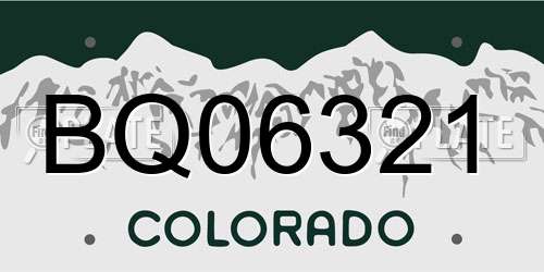 BQ06321 Colorado License Plate