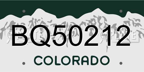 BQ50212 Colorado License Plate