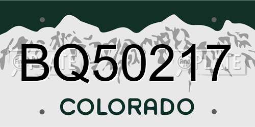 BQ50217 Colorado License Plate