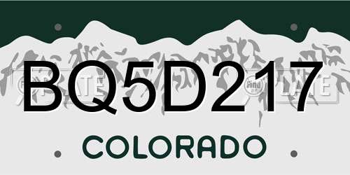BQ5D217 Colorado License Plate