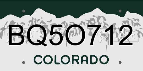 BQ5O712 Colorado License Plate