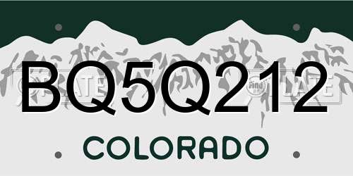 BQ5Q212 Colorado License Plate