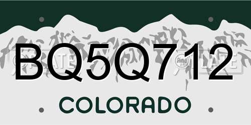 BQ5Q712 Colorado License Plate