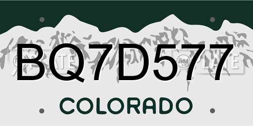 BQ7D577 Colorado License Plate