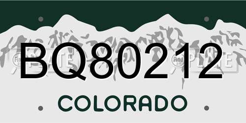 BQ80212 Colorado License Plate