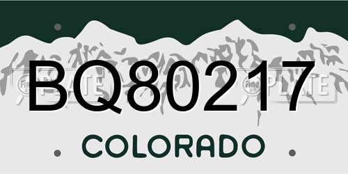BQ80217 Colorado License Plate