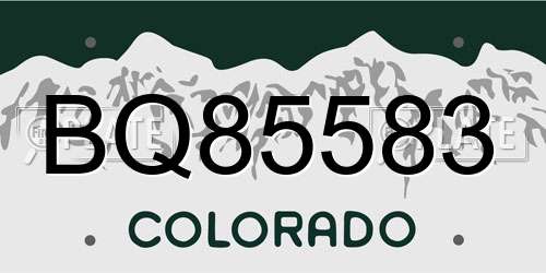 BQ85583 Colorado License Plate