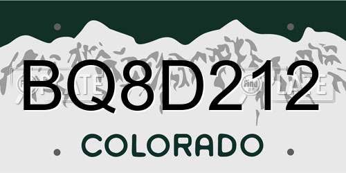 BQ8D212 Colorado License Plate