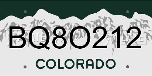 BQ8O212 Colorado License Plate