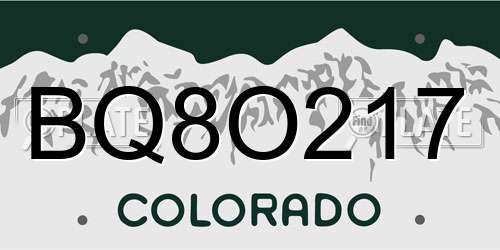 BQ8O217 Colorado License Plate