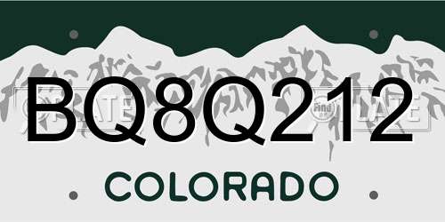 BQ8Q212 Colorado License Plate