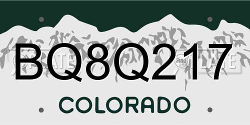 BQ8Q217 Colorado License Plate