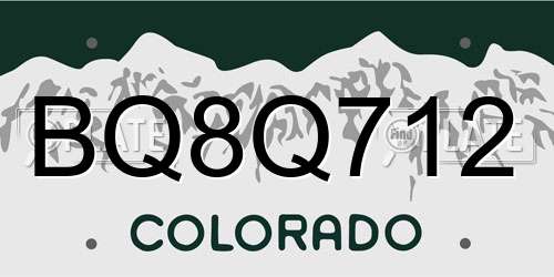 BQ8Q712 Colorado License Plate