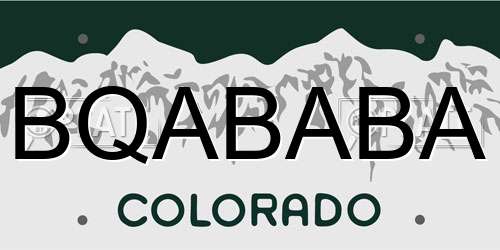 BQABABA Colorado License Plate