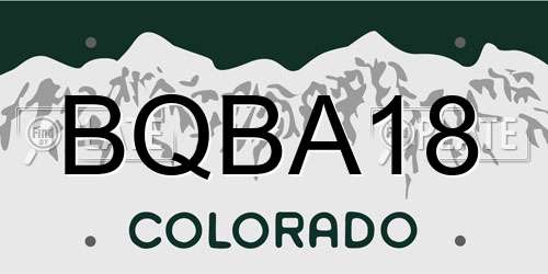 BQBA18 Colorado License Plate