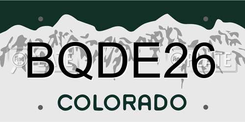 BQDE26 Colorado License Plate