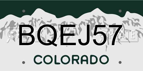 BQEJ57 Colorado License Plate