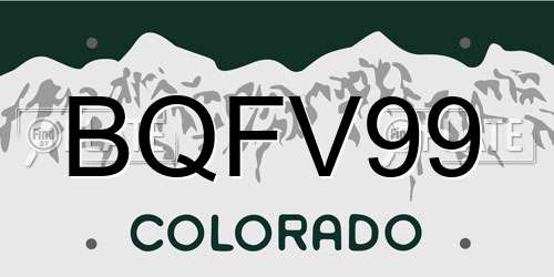 BQFV99 Colorado License Plate