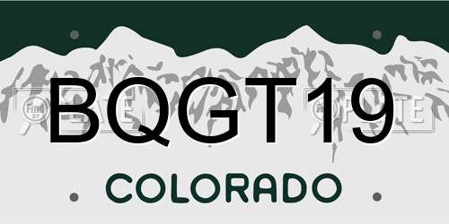 BQGT19 Colorado License Plate