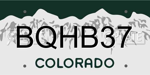 BQHB37 Colorado License Plate