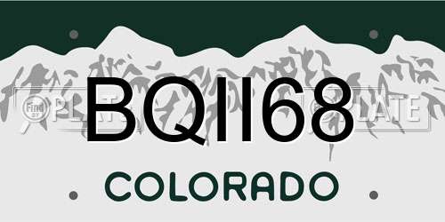 BQII68 Colorado License Plate