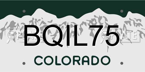 BQIL75 Colorado License Plate