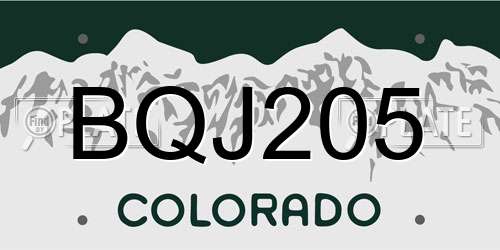 BQJ205 Colorado License Plate