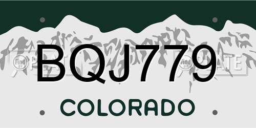 BQJ779 Colorado License Plate