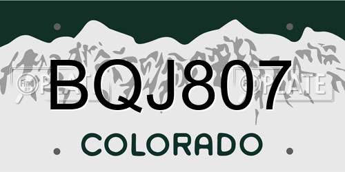 BQJ807 Colorado License Plate
