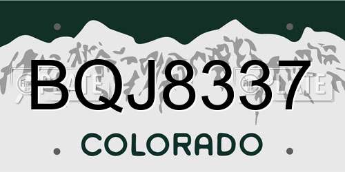 BQJ8337 Colorado License Plate