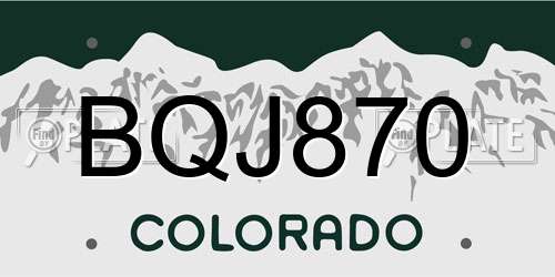 BQJ870 Colorado License Plate