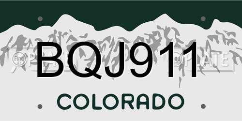 BQJ911 Colorado License Plate