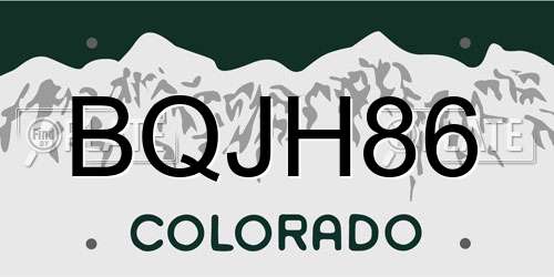 BQJH86 Colorado License Plate