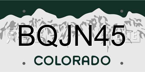 BQJN45 Colorado License Plate