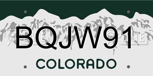 BQJW91 Colorado License Plate