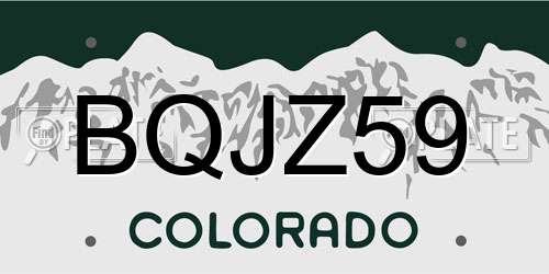 BQJZ59 Colorado License Plate
