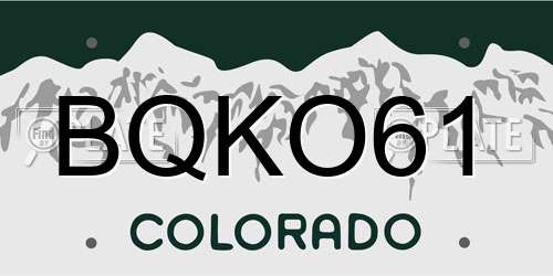 BQKO61 Colorado License Plate