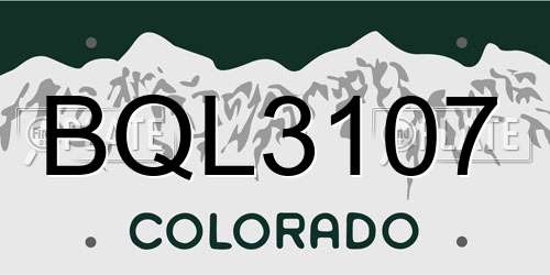 BQL3107 Colorado License Plate