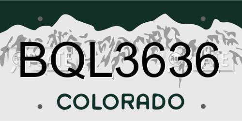 BQL3636 Colorado License Plate