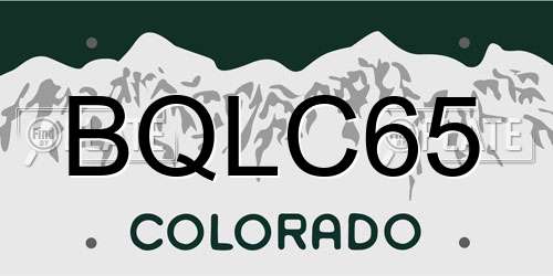 BQLC65 Colorado License Plate