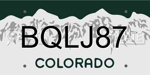 BQLJ87 Colorado License Plate