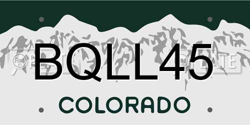 BQLL45 Colorado License Plate