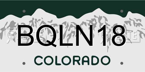 BQLN18 Colorado License Plate