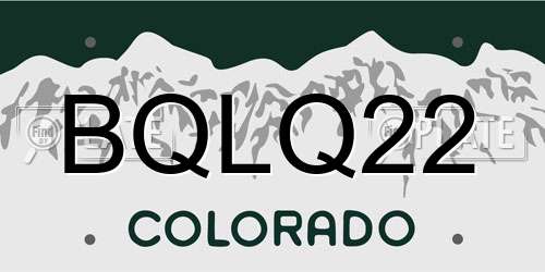 BQLQ22 Colorado License Plate